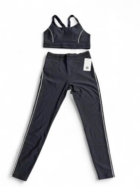 OTOS Black Reflective Activewear Set Sports Bra Leggings XL NWT